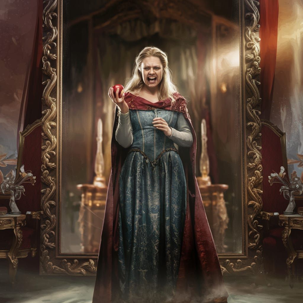 Queen Grimhilde in a Grand Hall: A Digital Painting