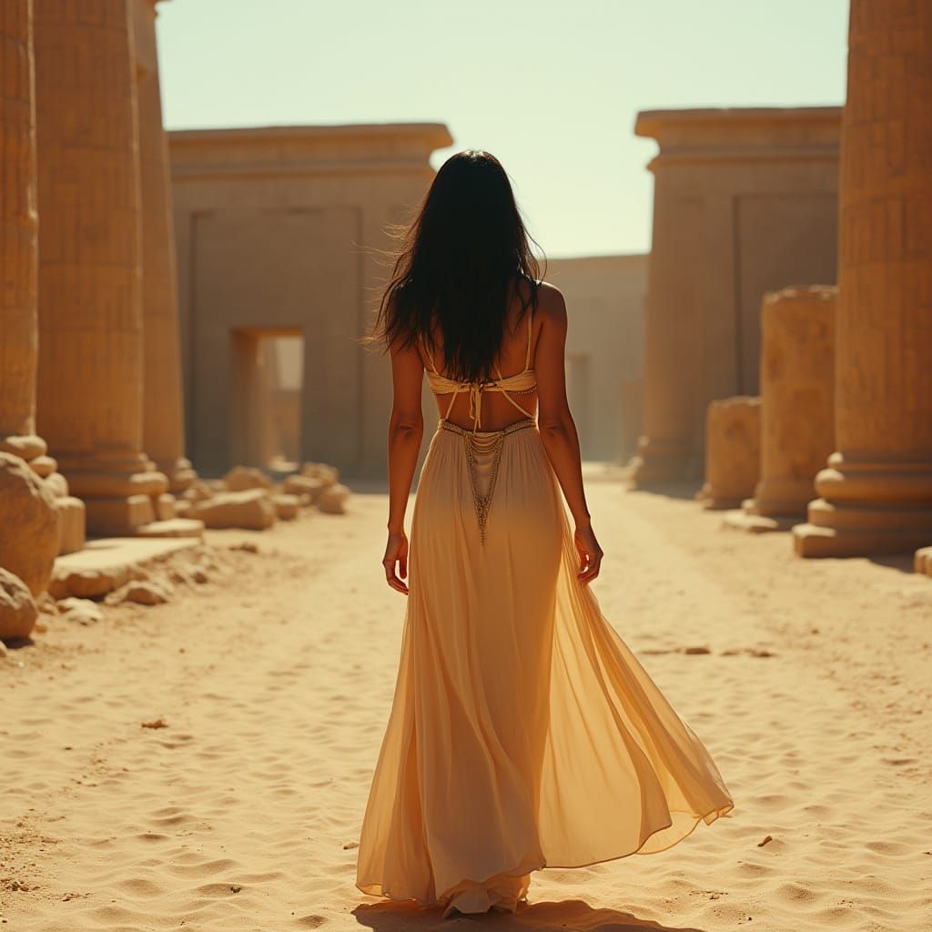 Egyptian Temple Ruins in Golden Light