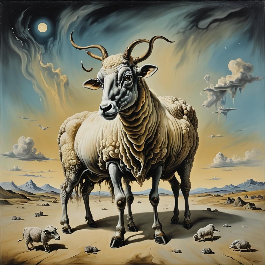 Surreal Lambs: A Dali-esque Dreamscape