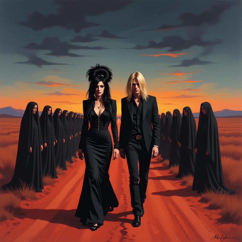 Amy Winehouse & Kurt Cobain on Red Road in Neo-Expressionist...