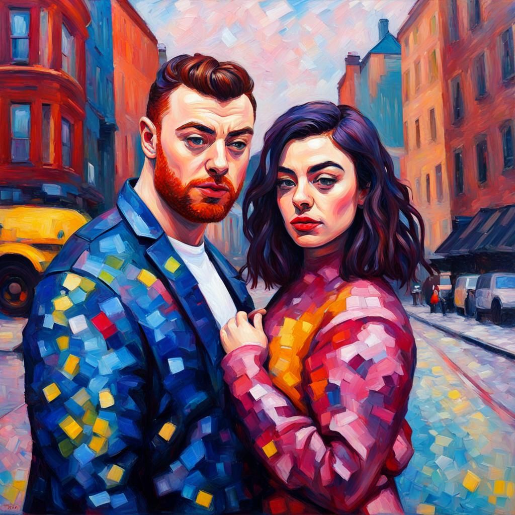 Charli XCX & Sam Smith: Neo-Impressionist Cityscape