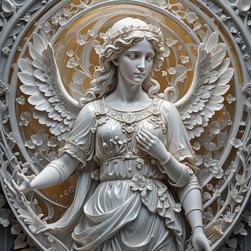 Art Nouveau Angel in French Art Glass Style