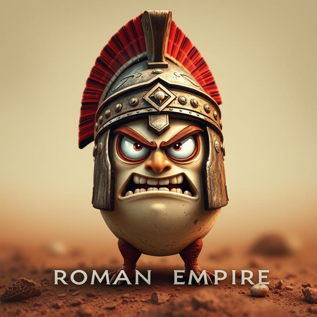 Angry Egg in Roman Helmet