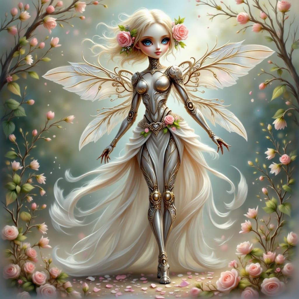 Elf Cyborg Robot in Anime Style