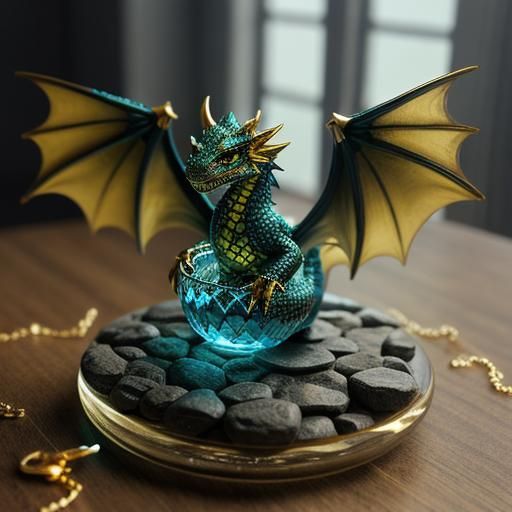 Hyperrealistic Baby Dragon in Glass Jewelry Box
