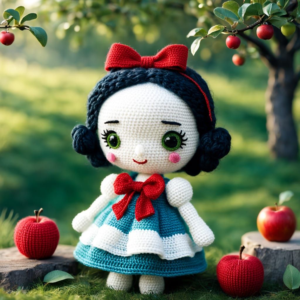Cute Amigurumi Snow White Crochet Doll in Pastel Colors