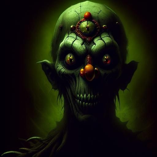 Eerie Horror Clown Portrait in Dark Art Style