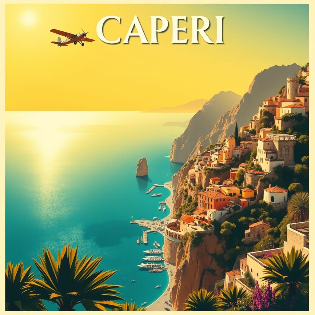 Vintage Art Deco Capri Travel Poster