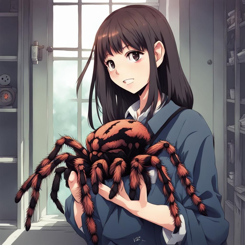 Girl with Tarantula in Anime Style