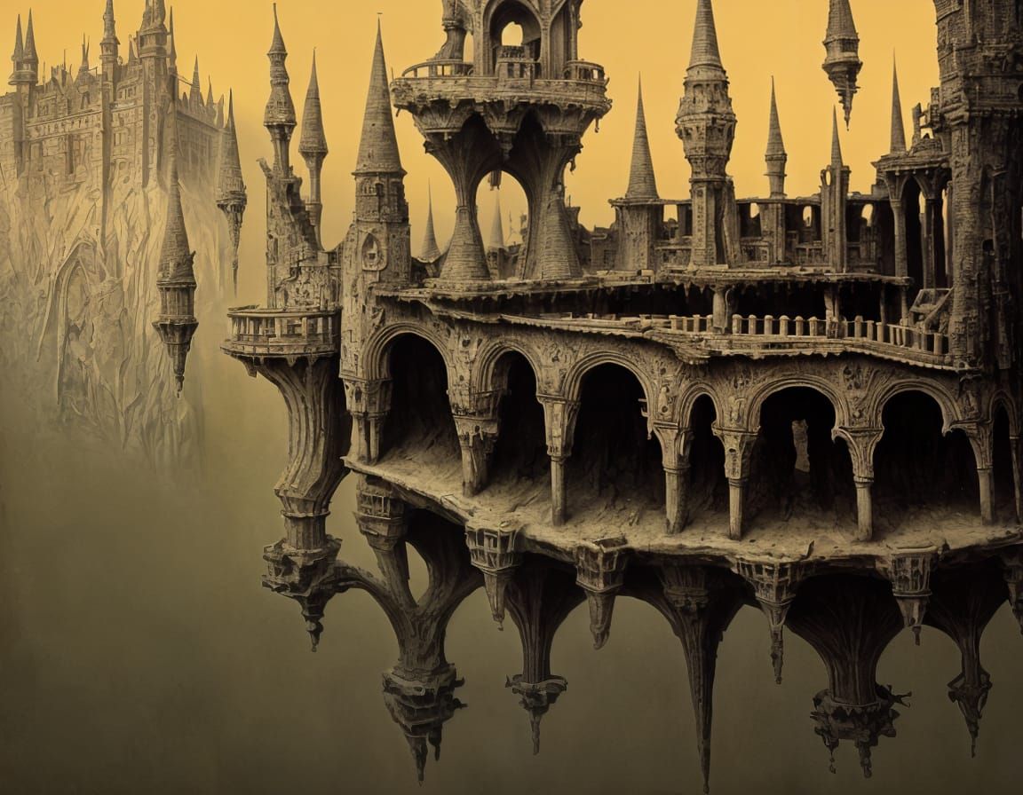 Floating Castle Inspired by Surrealist Masters
