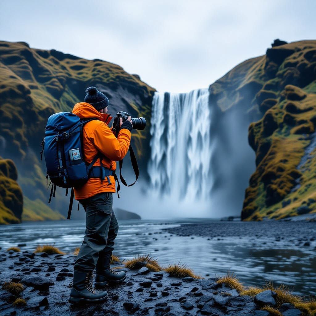 Photographer's Cliffside Fall: Cinematic Film Still