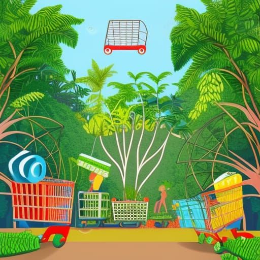 Dystopian Cartoon Jungle with Soccer Goal