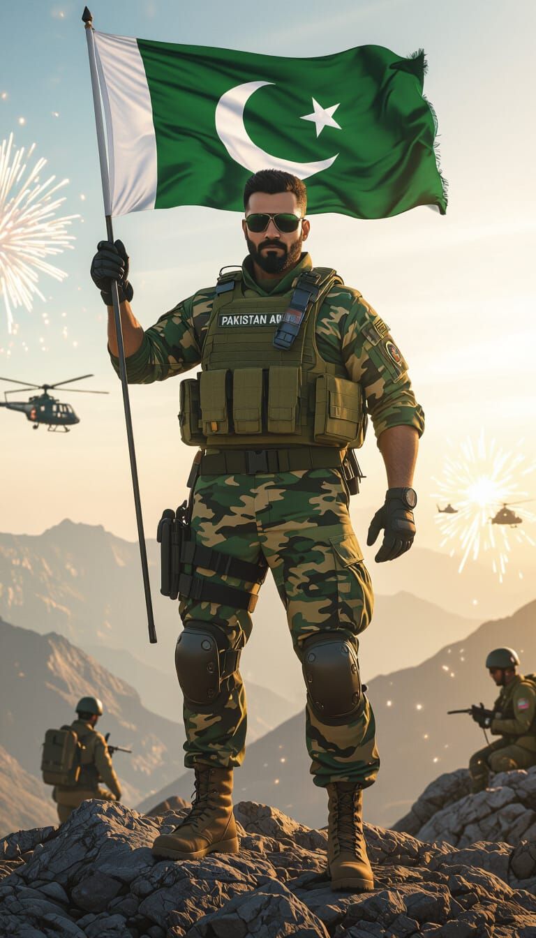 Pakistan Army Soldier Portrait in Golden Sunlight