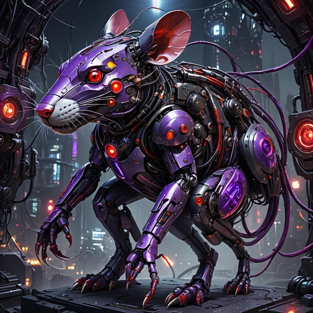 Cyborg Rat in Futuristic Paris: Cyberpunk Style