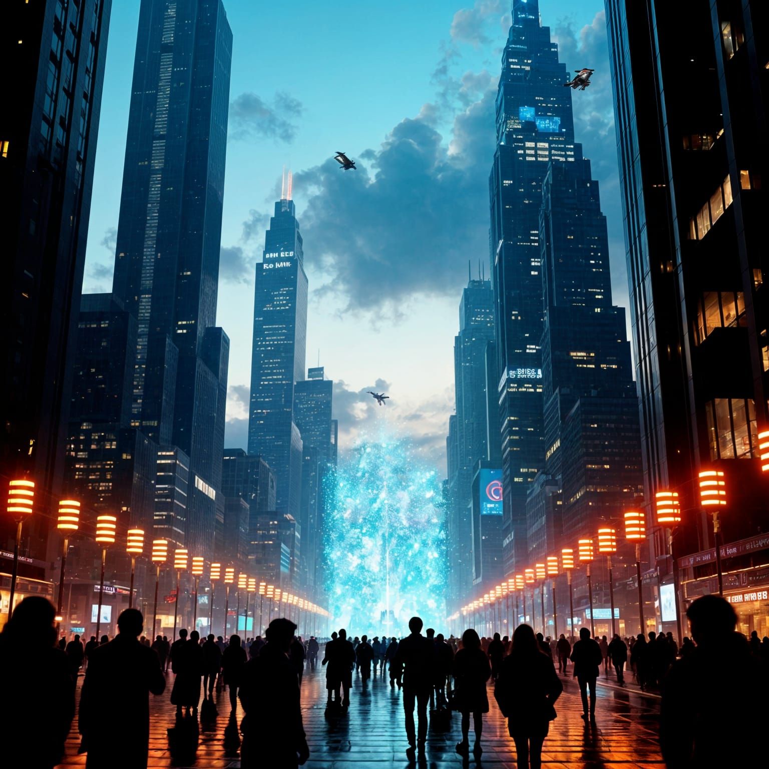 Futuristic Cityscape: AI Integrated into Daily Life
