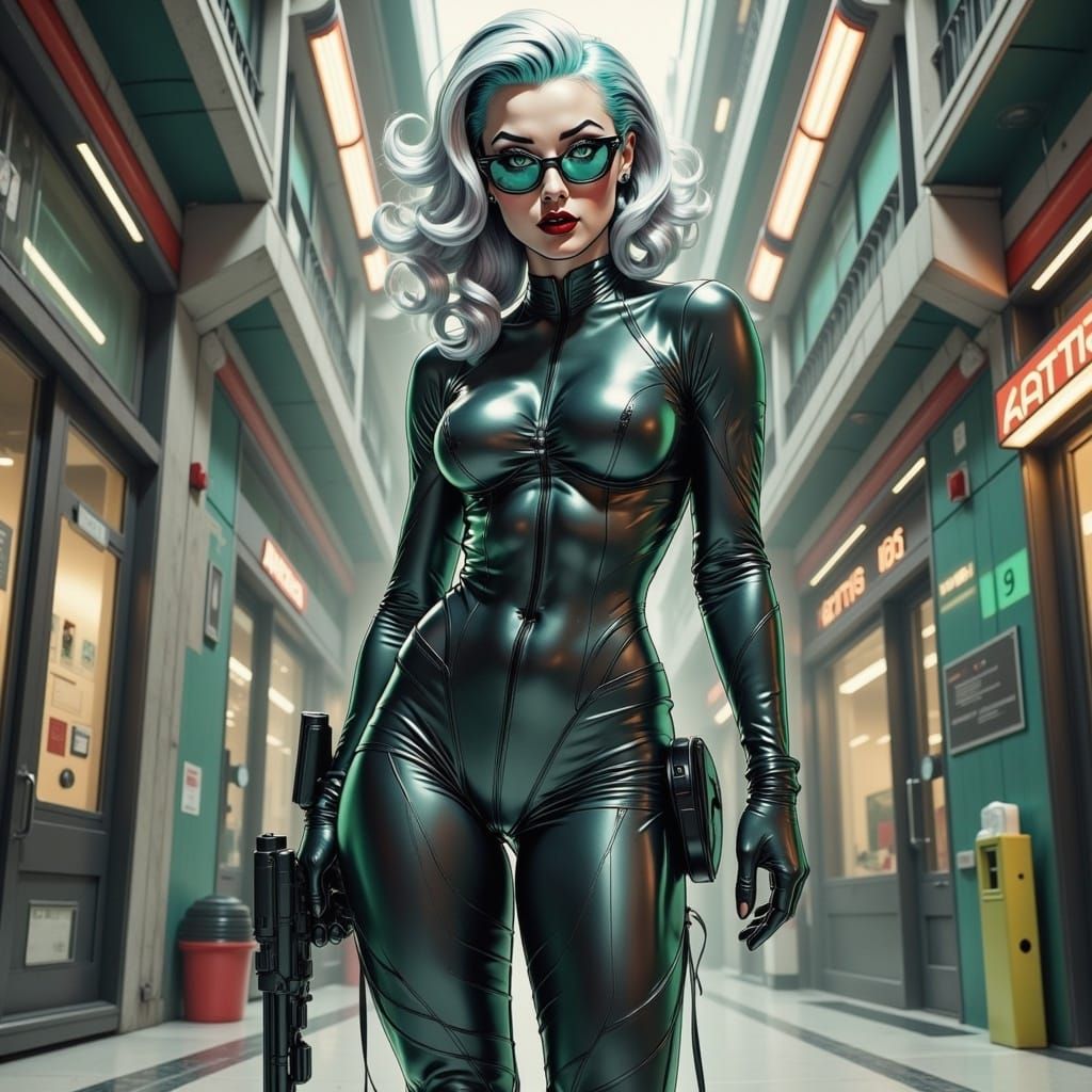 Anime Woman in Futuristic Spaceport as Digital Art