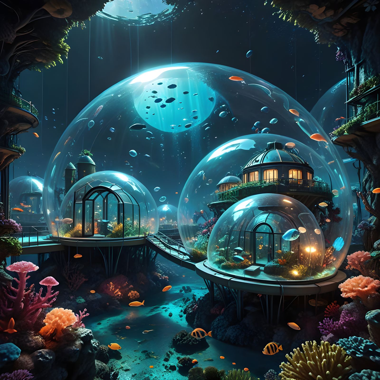 Underwater City of Future: Domes and Bioluminescence