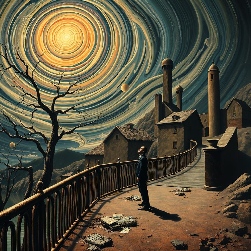 Surrealist Horror Scene in the Style of Dali and Munch