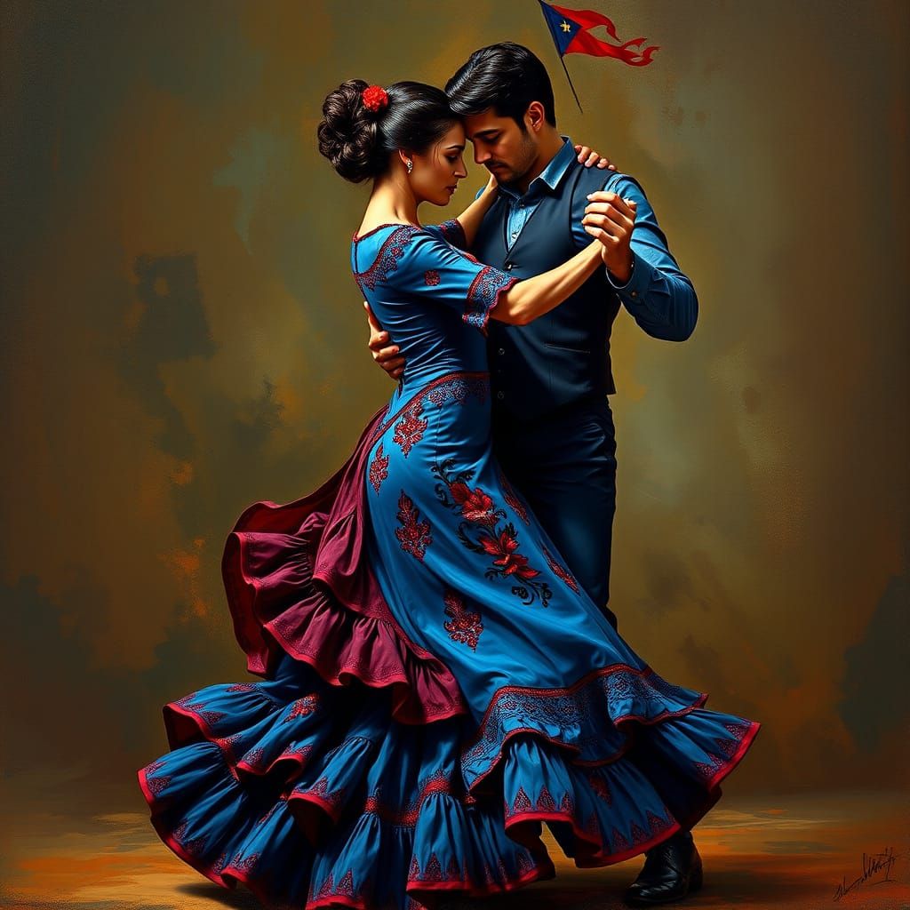 Passionate Flamenco Dancers in Traditional Attire