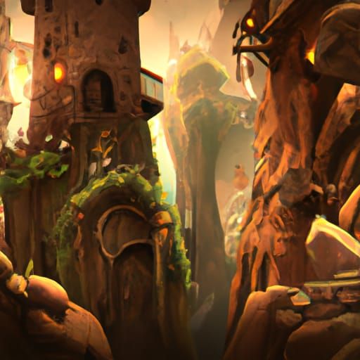 Gothic Fairy Town Storybook Illustration in Digital Art