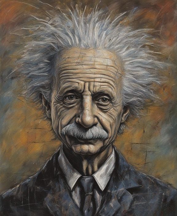 Portrait of Albert Einstein in the style of Clive Barker