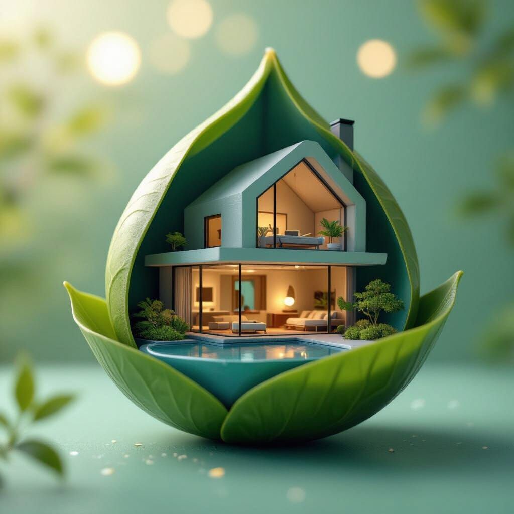 Serene Home in Leaf, Cinematic Hyperrealism