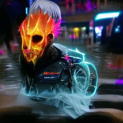 Ghost Rider in Cyberpunk 2099 Style