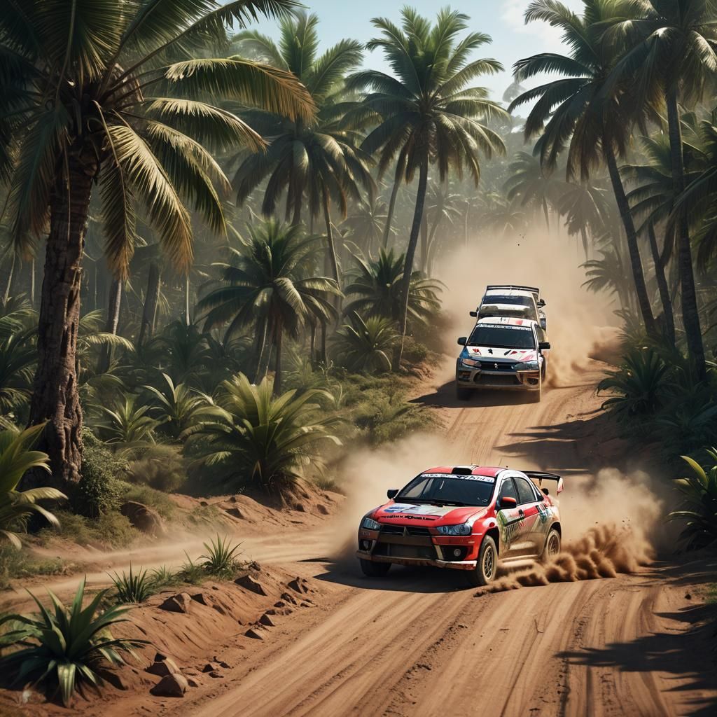 Mitsubishi Lancer Rally Car in Detailed Matte Painting