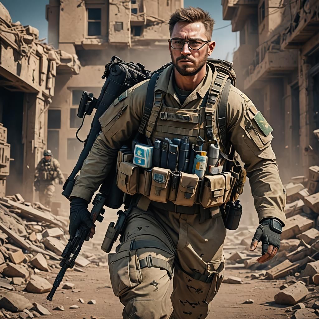 Combat Medic in Detailed Matte Painting