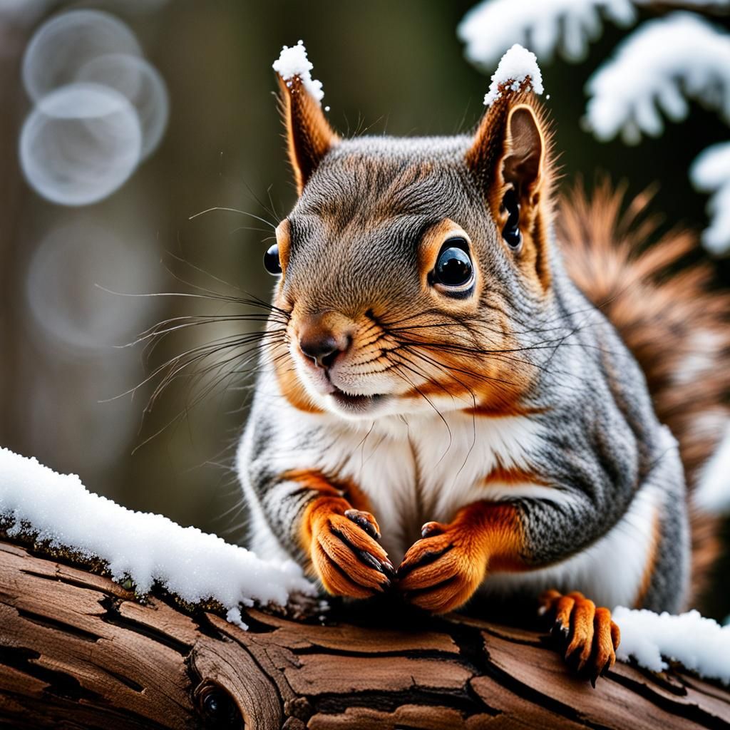 Squirrel on a winter tree