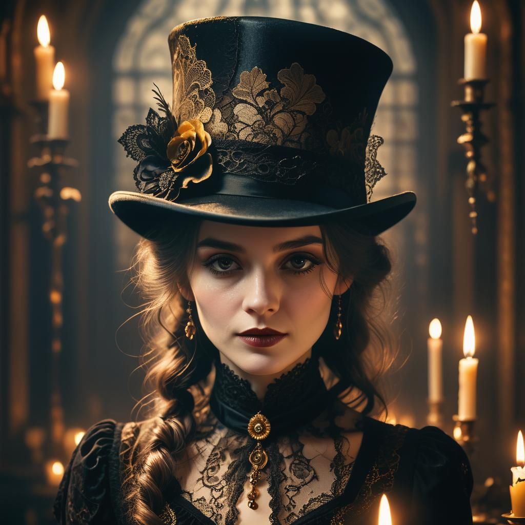 Ethereal Victorian Gothic Beauty in Opulent, Cinematic Splen...