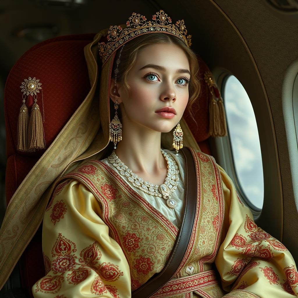 Oriental Beauty Flies on Magic Carpet