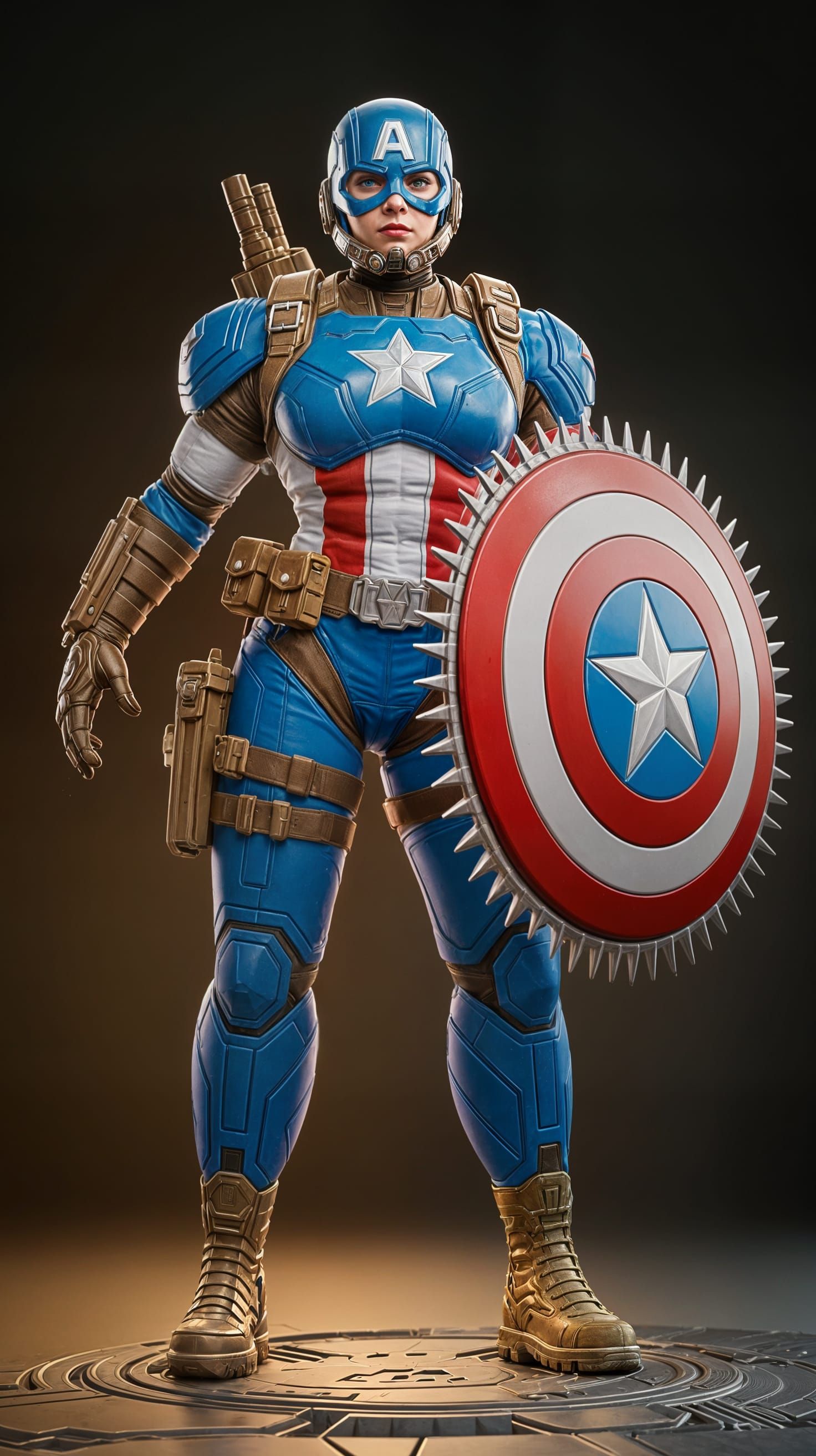 Female Doom Marine as Captain America in 3D