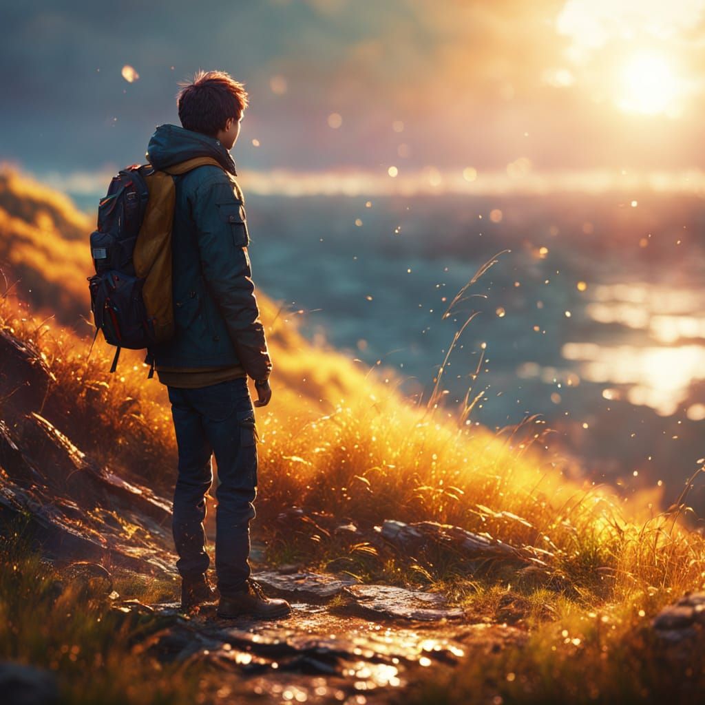 Dramatic Cliffside Concept Art with Golden Hour Light