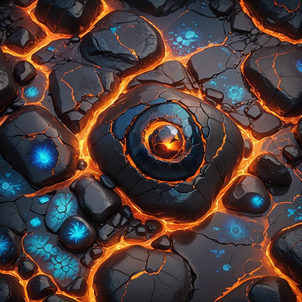Glowing Healing Pebble of Pele: Fantasy Concept Art