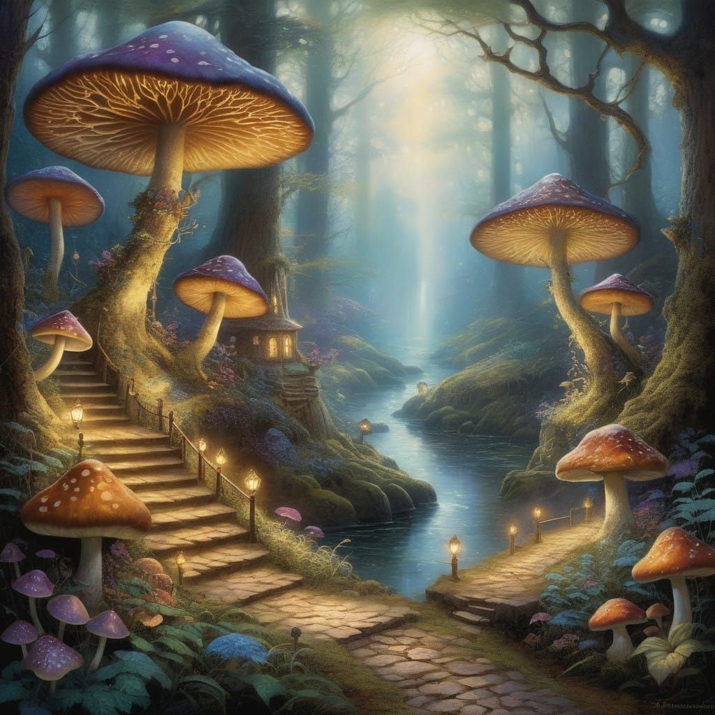 Whimsical Couple Strolls Through Vibrant Fairytale Forest