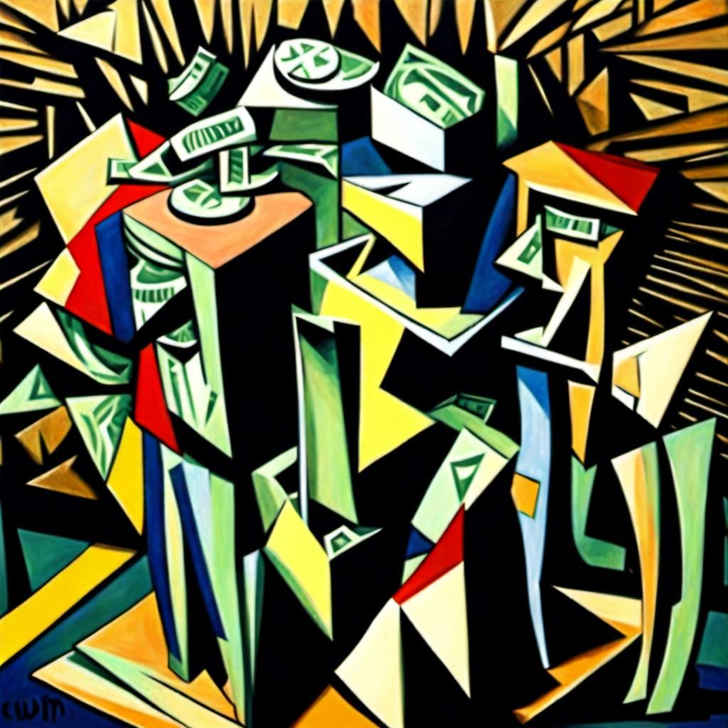 Cubist Abstract Art: Money