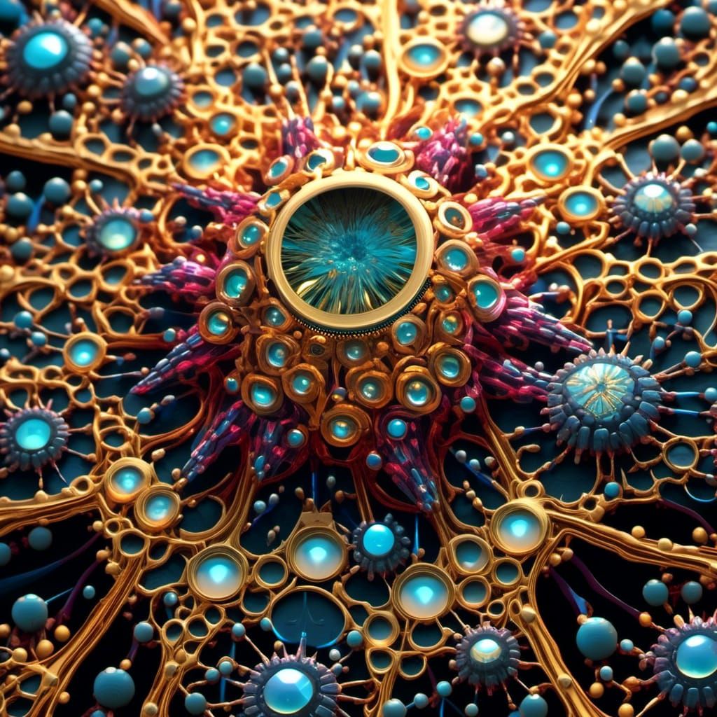 Bioluminescent Microscopic Graffiti Art in Dark Fantasy Styl...