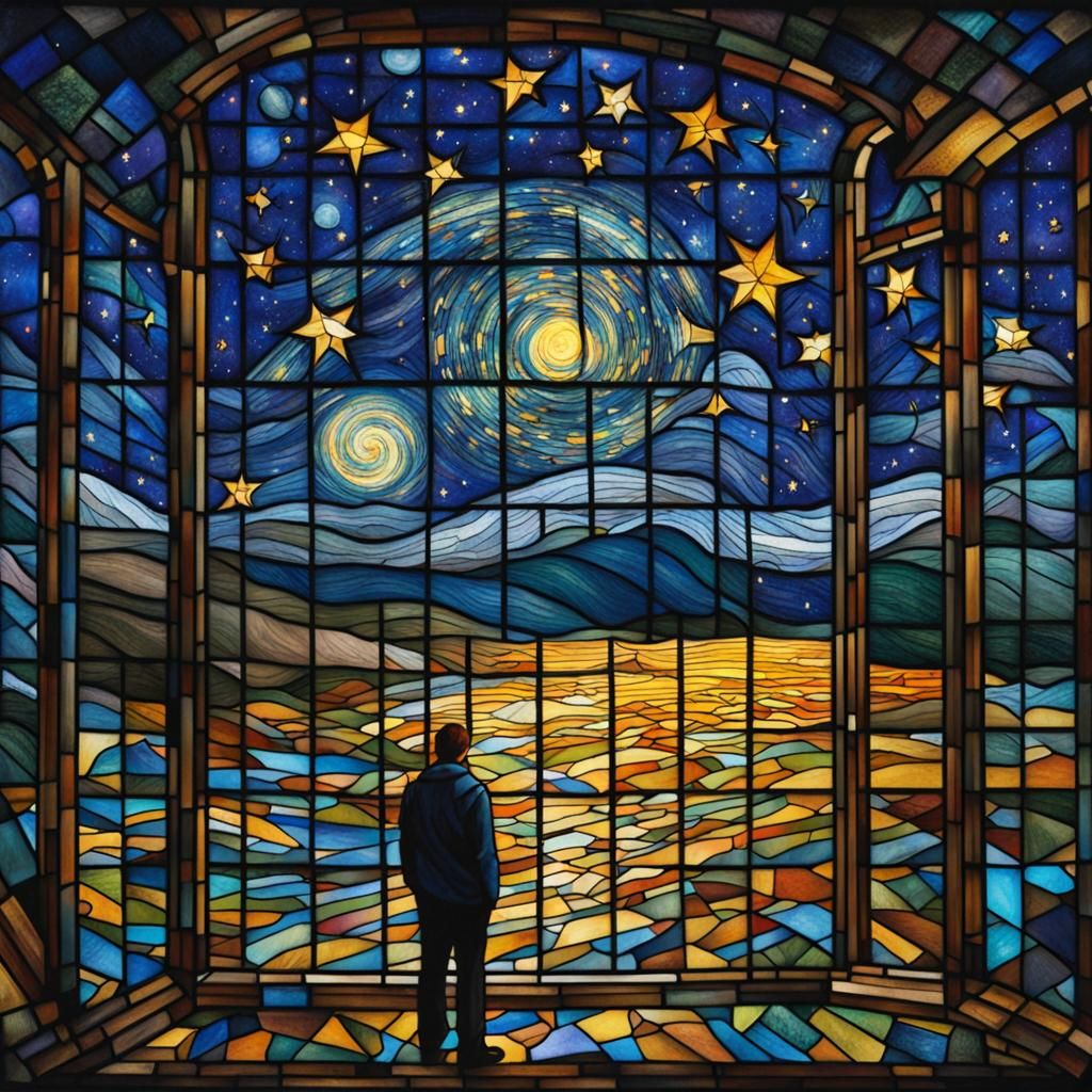 Stained Glass Window to Starry Night Sky