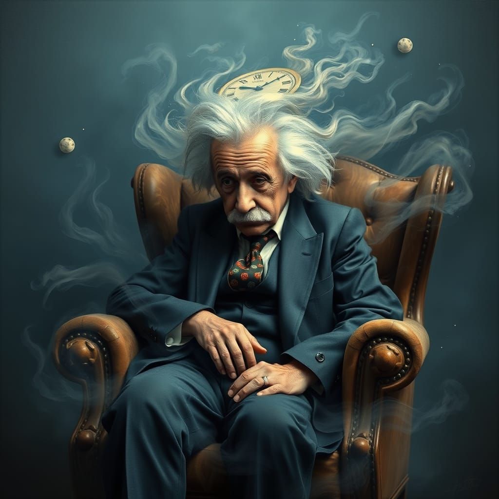 Einstein Lost in Thought, Surrealist Masterpiece