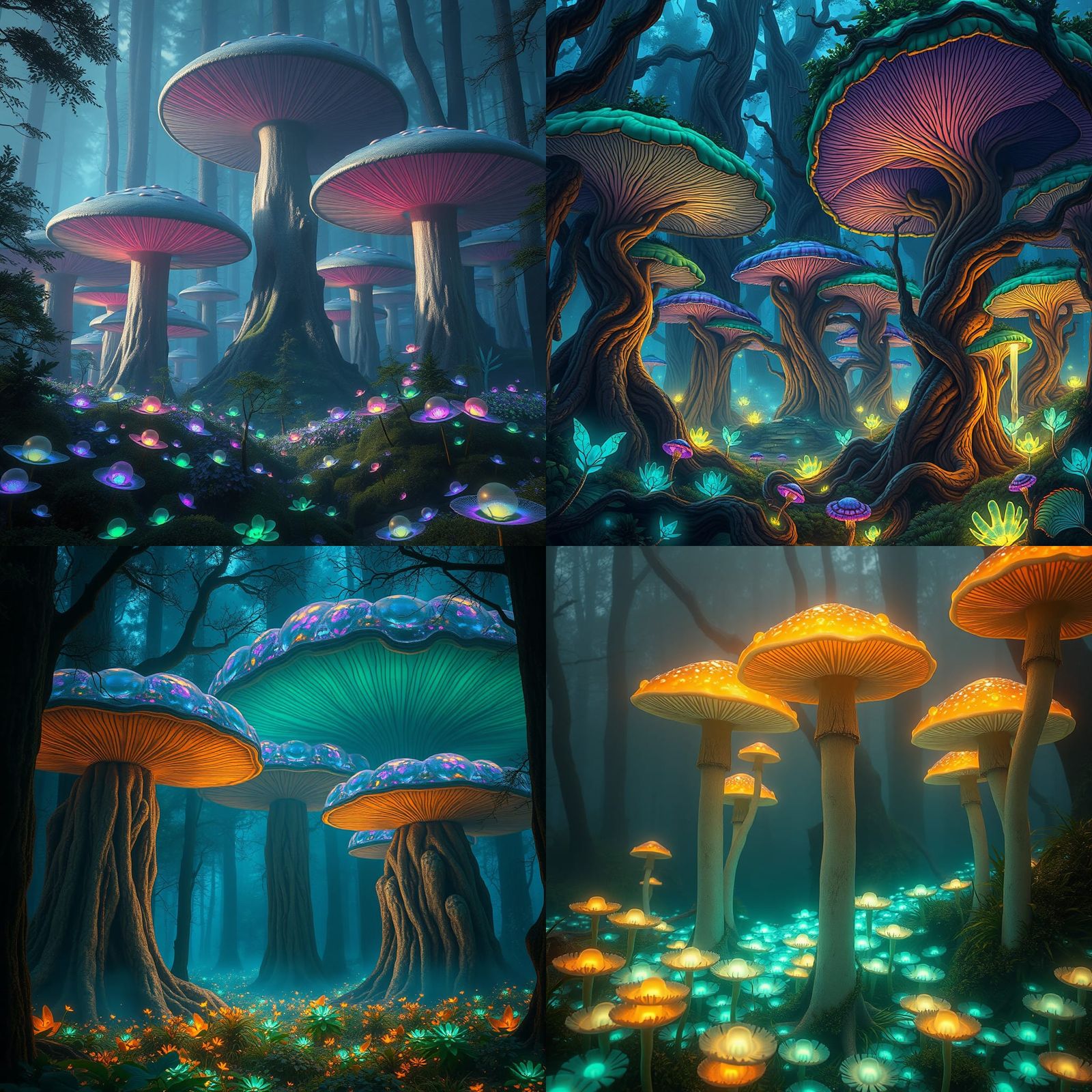 Bioluminescent Mushroom Forest: Fantasy Concept Art