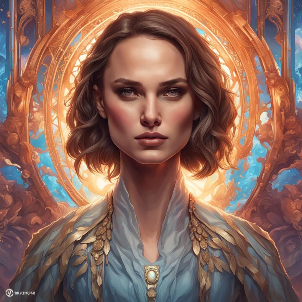 Detailed Portrait in Art Nouveau Style