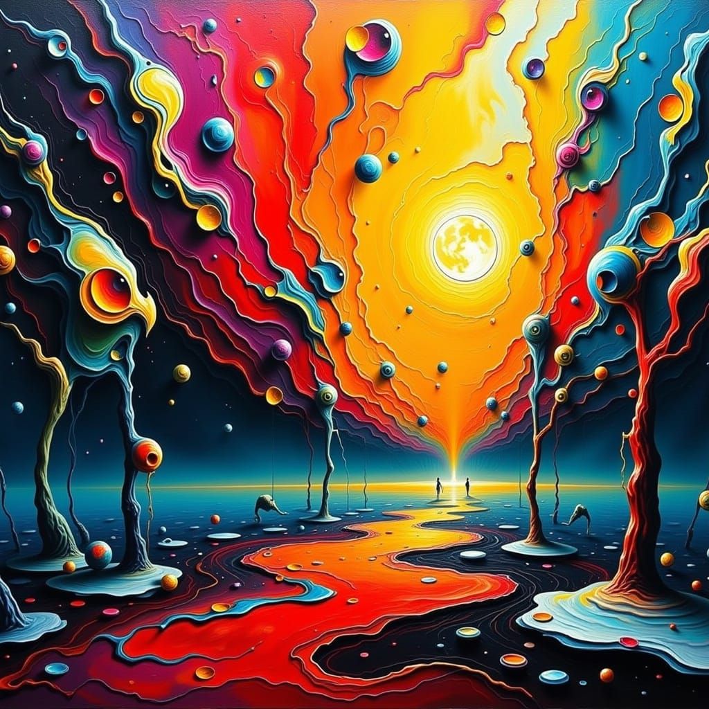 Impasto Surrealist Masterpiece in Heavy Metal Aesthetic