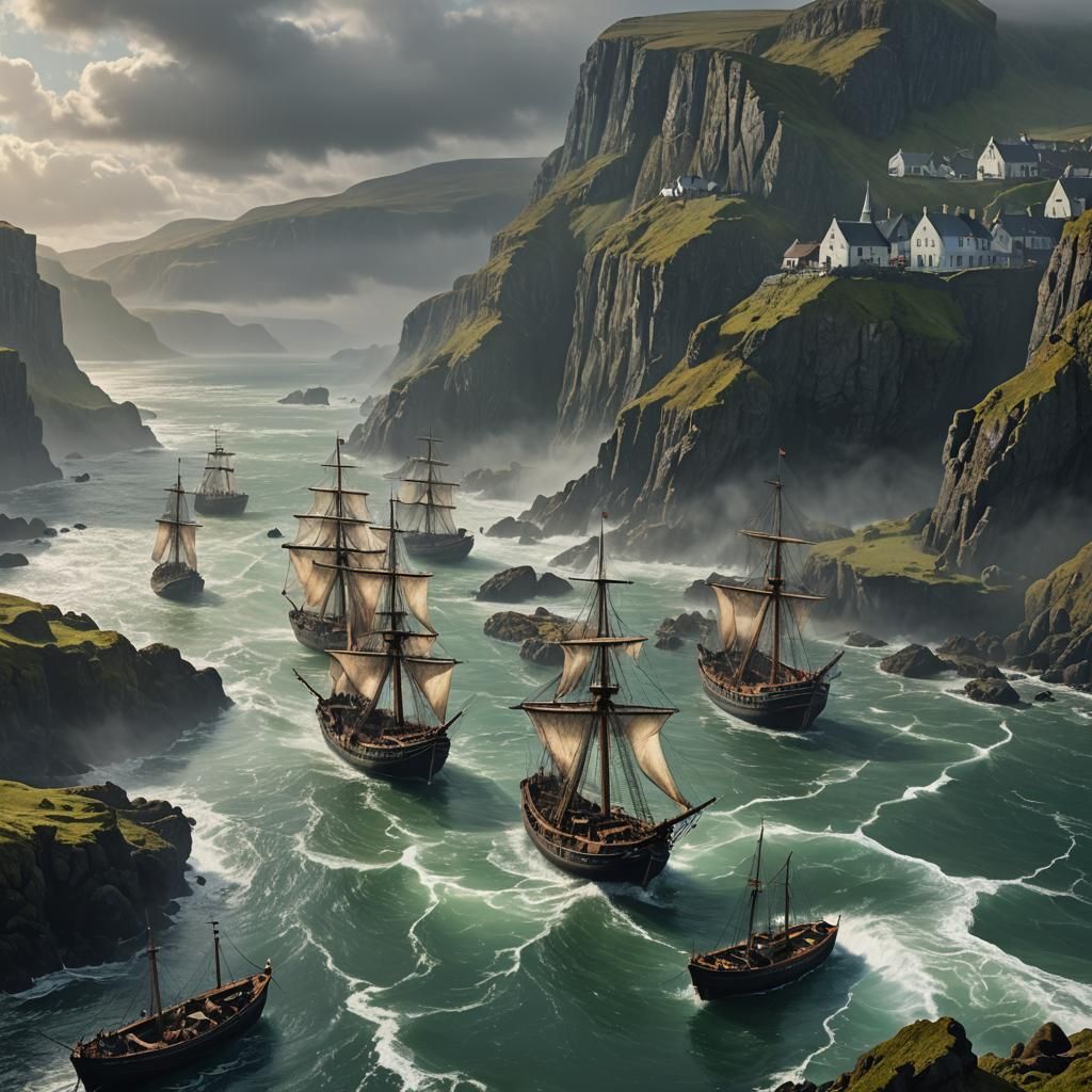 Epic Irish Coast Ships in Foggy Dew