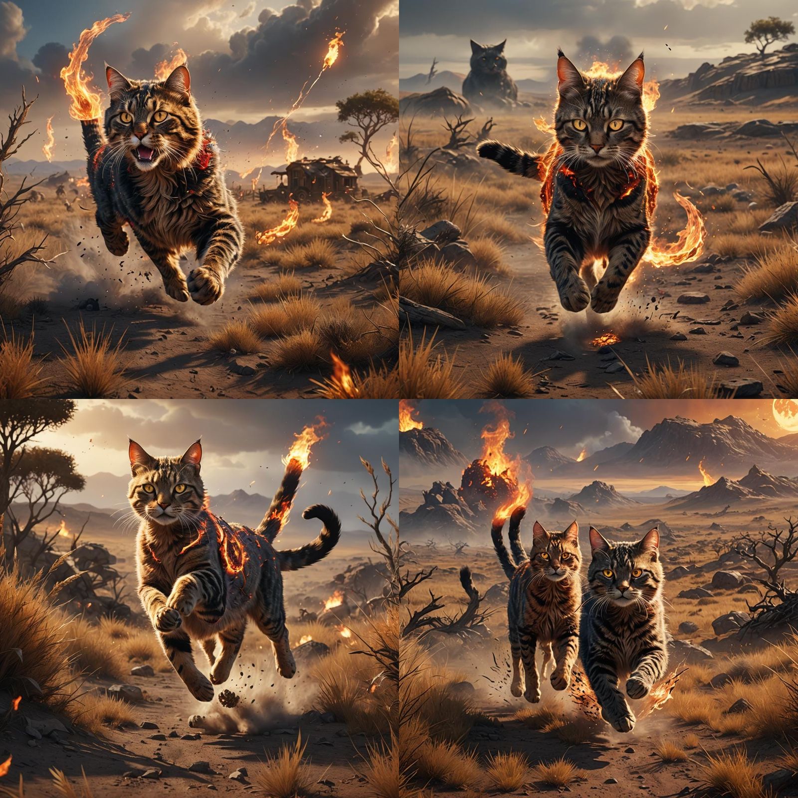 Fiery Cat Hunting on Open Plains
