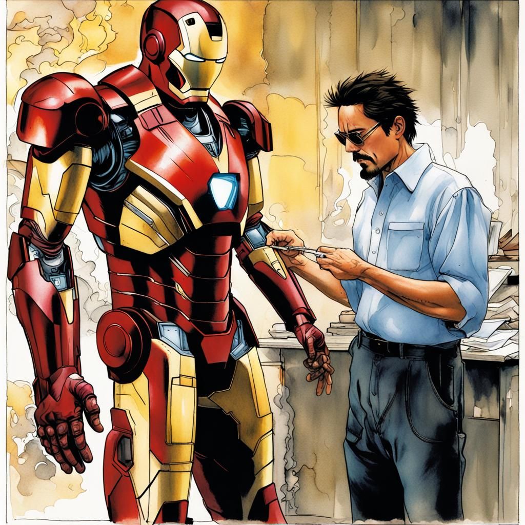 Tony working on his suit