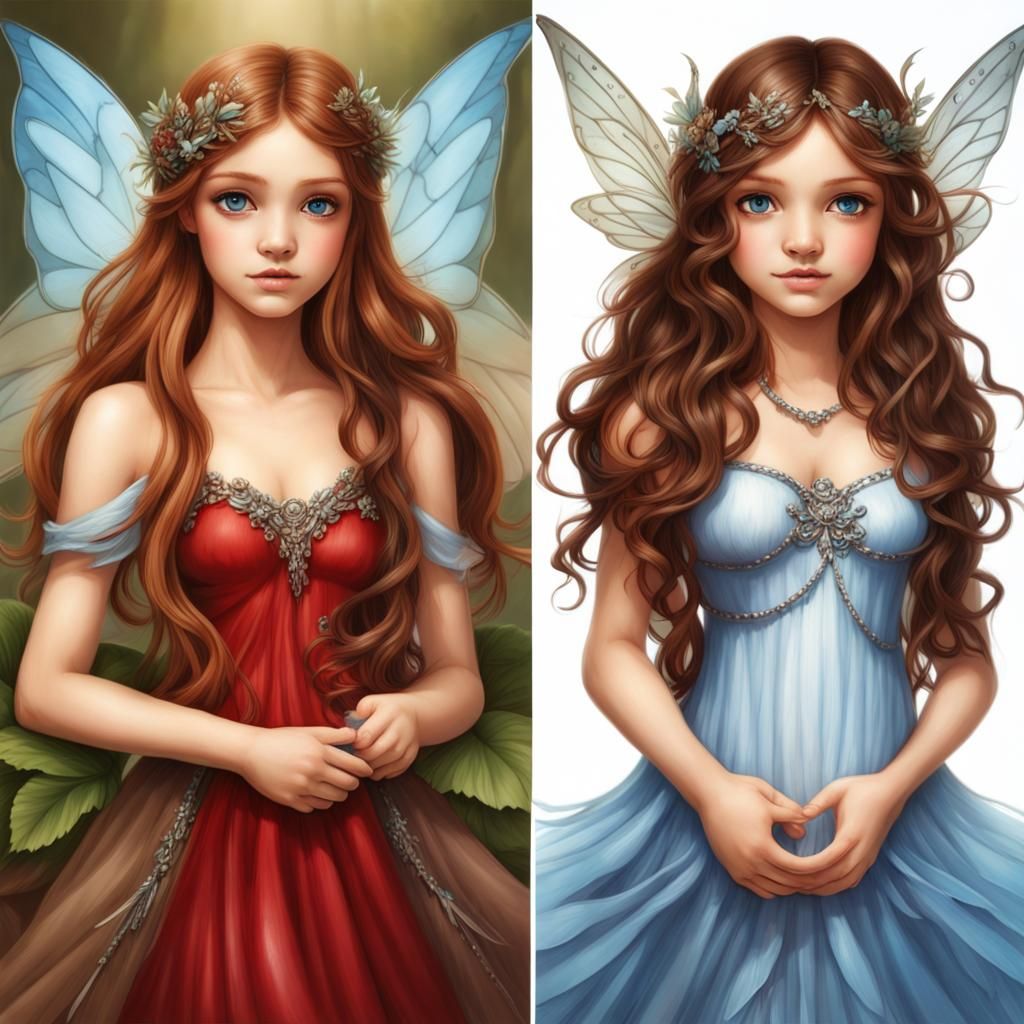 Four Unique Fairies in Split Image Format