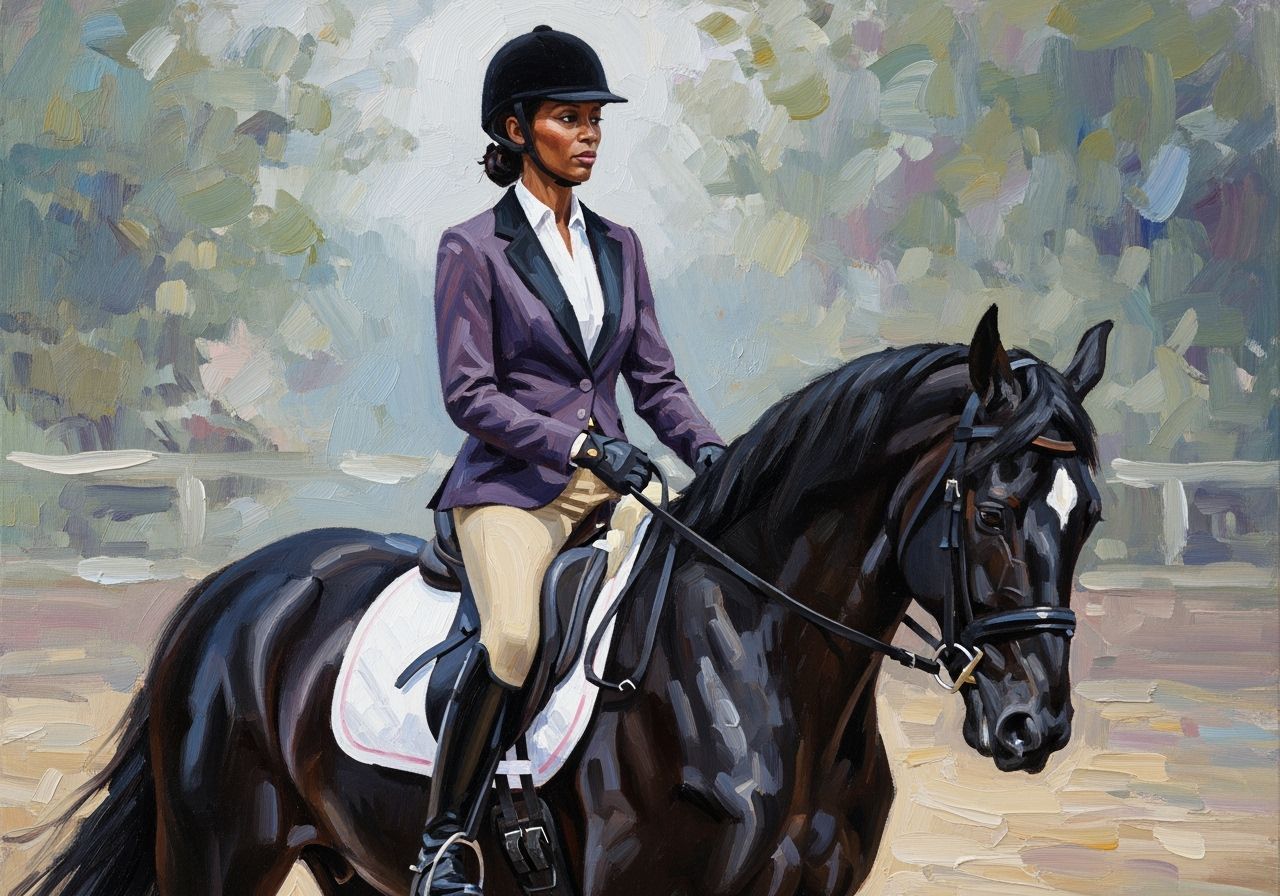 Impressionist Oil Painting of Woman Riding Horse