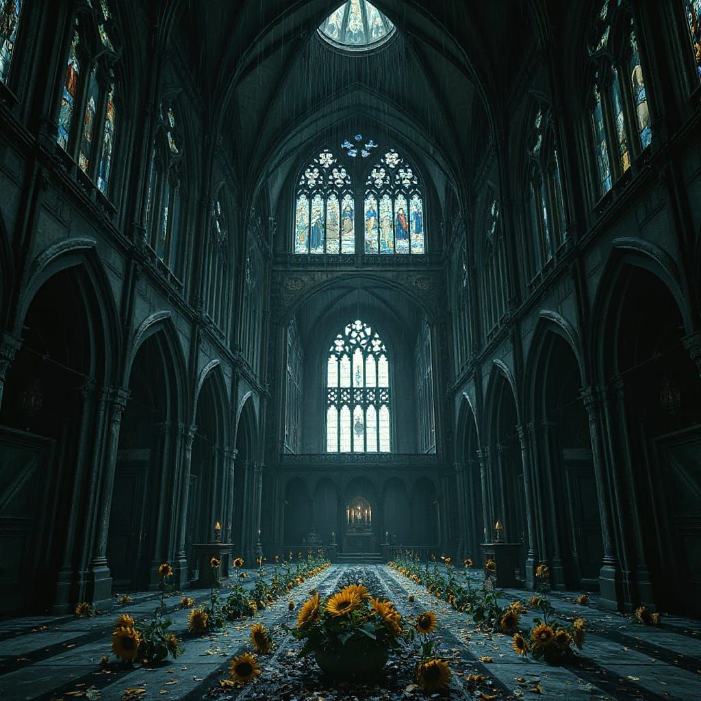 Gothic Cathedral Interior in a Dark Fantasy Style