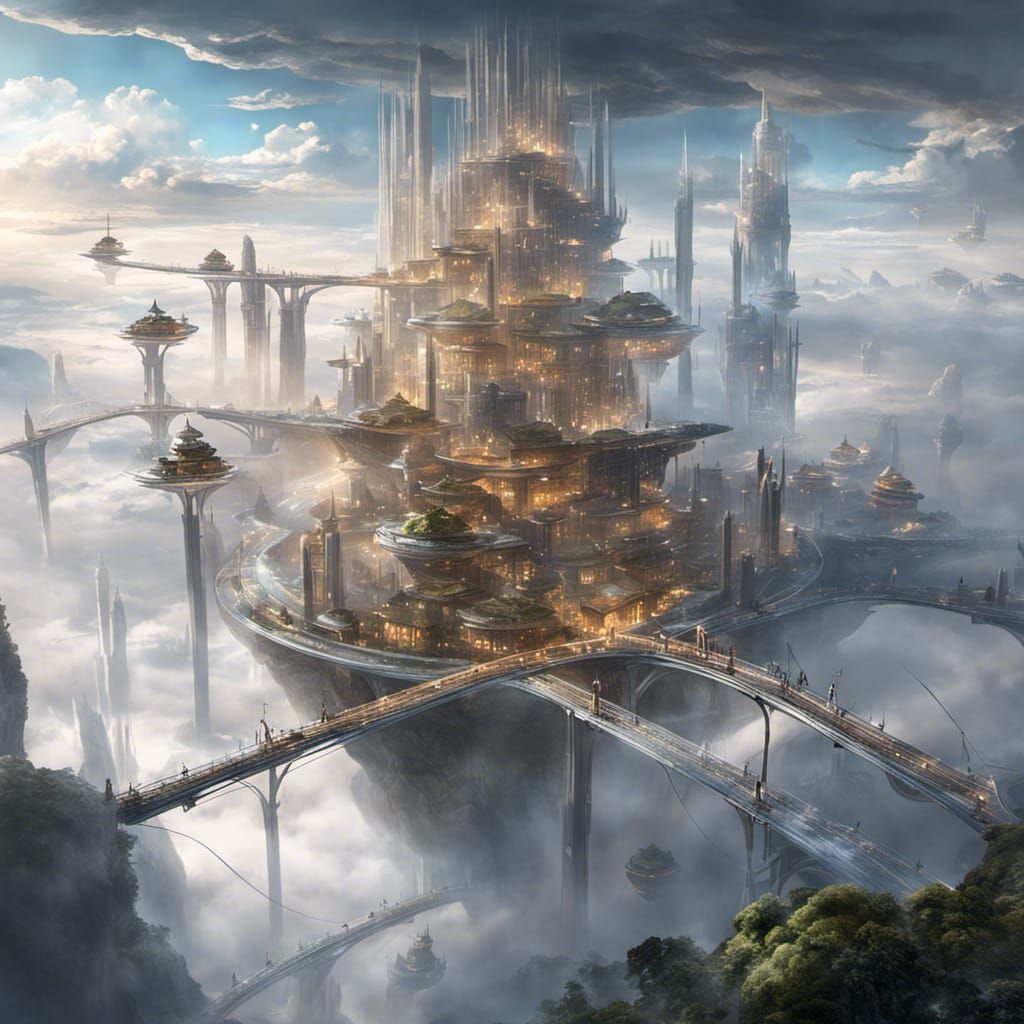 Futuristic Floating City Concept Art